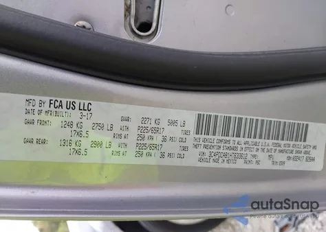 2017 Dodge Journey Se z USA, uszkodzony, nr VIN 3C4PDCAB1HT633612